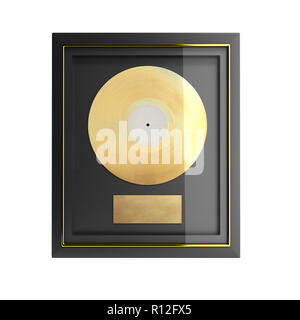 Gold CD-Preis mit dem Label 3D-Rendering Stockfoto