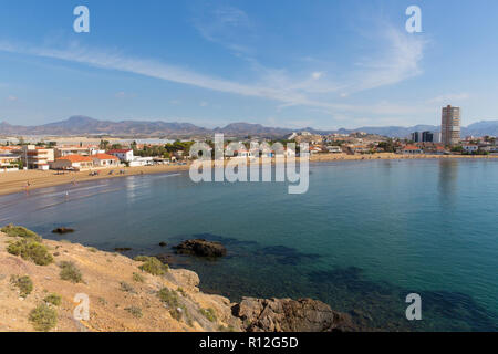 Puerto de Mazarron Spanien Playa de La Reya Strand, einem der besten Strände in dieser spanischen Küste Stadt am Mittelmeer Stockfoto