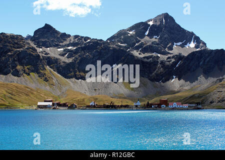 Grytviken, ehemalige Walfangstation am Kopf des King Edward Cove, South Georgia, South Atlantic. Gibt es ein Museum, hier. Ernest Shackleton ist hier begraben. Stockfoto