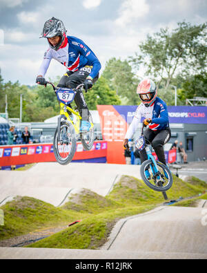 Kye Whyte & Paddy Sharrock - Glasgow2018 Europameisterschaften - BMX Racing Stockfoto