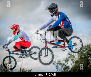 Quillan Isidore - Elite Männer. Glasgow2018 Europameisterschaften - BMX Racing Stockfoto