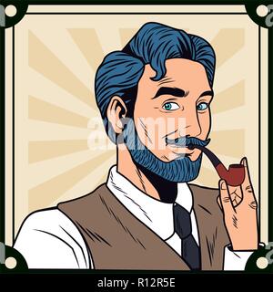 Pop Art Mann Gesicht Stock Vektor