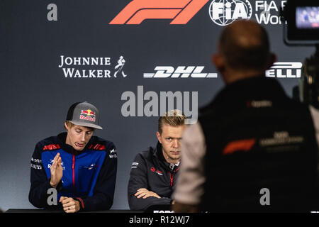 Sao Paulo, Brasilien. 8. November 2018. Team Brudon HARTLEY, NZL, Team Scuderia Toro Rosso, Kevin Magnussen, Hobbyraum, Haas F1 Team, Lance schlendern, KÖNNEN, Team Williams Martini Racing, Marcus ERICSSON, SWE, ALFA ROMEO Sauber F1 Team, Stoffel VANDOORNE, BEL, Team Mc Laren-Renault, während der 2018 Formel 1 Grand Prix von Brasilien auf dem Interlagos Autodromo de in São Paulo, SP. (Foto: Victor Eleutério/Fotoarena) Credit: Foto Arena LTDA/Alamy leben Nachrichten Stockfoto