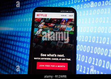 Krakau, Polen. 8 Nov, 2018. Netflix app ist auf ein Android mobile Gerät gesehen. Credit: Omar Marques/SOPA Images/ZUMA Draht/Alamy leben Nachrichten Stockfoto