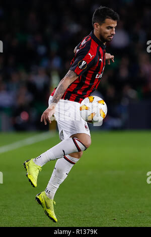 Sevilla, Spanien. 8. November 2018. Suso von AC Mailand während der UEFA Europa League Spiel zwischen Real Betis und AC Mailand im Estadio Benito Villamarin am 8. November 2018 in Sevilla, Spanien. Das Spiel endete 1-1. Credit: UKKO Images/Alamy leben Nachrichten Stockfoto