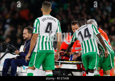 Sevilla, Spanien. 8. November 2018. Musacchio von AC Mailand während der UEFA Europa League Spiel zwischen Real Betis und AC Mailand im Estadio Benito Villamarin am 8. November 2018 in Sevilla, Spanien. Das Spiel endete 1-1. Credit: UKKO Images/Alamy leben Nachrichten Stockfoto