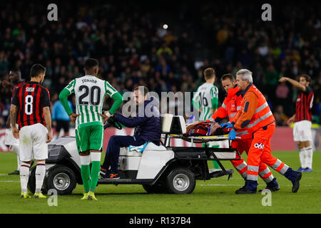 Sevilla, Spanien. 8. November 2018. Musacchio von AC Mailand während der UEFA Europa League Spiel zwischen Real Betis und AC Mailand im Estadio Benito Villamarin am 8. November 2018 in Sevilla, Spanien. Das Spiel endete 1-1. Credit: UKKO Images/Alamy leben Nachrichten Stockfoto