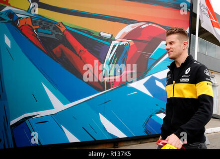 SÃO PAULO, SP - 09.11.2018: GRANDE PRÊMIO DO BRASIL DE F'RMULA 1 2018 - Nico Hülkenberg, (HUELKENBERG), GER, kommt für das erste Freie Training der brasilianischen Grand Prix der Formel 1 2018, in Interlagos Autodromo de gehalten, in São Paulo, SP. (Foto: Rodolfo Buhrer/La Imagem/Fotoarena) Stockfoto