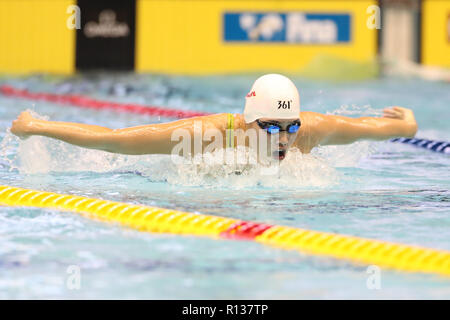 Tokio, Japan. 9 Nov, 2018. Zhang Yufei in China konkurriert während der Frauen 200 m Schmetterling Finale bei FINA Swimming World Cup 2018 in Tokio, Japan, November 9, 2018. Credit: Du Xiaoyi/Xinhua/Alamy leben Nachrichten Stockfoto