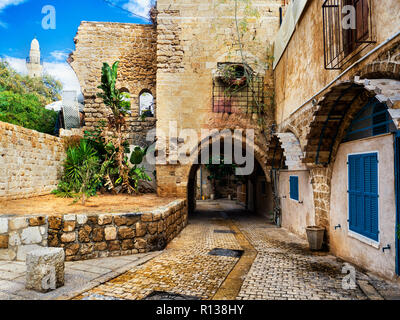 Gewölbte der Weg in die Altstadt von Jaffa Fort in Tel Aviv, Israel Stockfoto