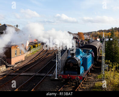 Dampfmaschinen im Ness der Bo'und Kinneil Railway Museum in Schottland läuft Stockfoto