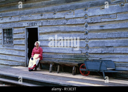 Kostümierte docent, Lincoln's Neues Salem Historic Site, Illinois Stockfoto