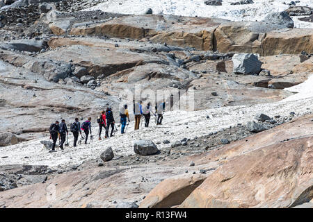 Nigardsbreen. Ein Gletscher Arm der großen Gletscher Jostedalsbreen. Jostedalsbreen, Norwegen. Stockfoto