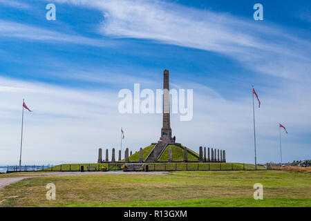 Haugesund, Norwegen - 14. Juli 2018: haraldshaugen, der altnordischen Harald Fairhair's Grab. Das National Monument in Haugesund, Norwegen. Stockfoto