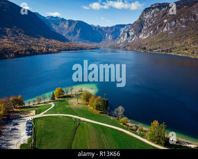 Bohinj See Luftbild der lebendigen Natur, Slowenien. Stockfoto