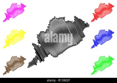 Odisha (Mitgliedstaaten und Union gebieten von Indien, Föderierte Staaten, Republik Indien) Karte Vektor-illustration, kritzeln Skizze Orissa (Utkala) staatliche Karte Stock Vektor