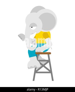 Elephant boy in der Kleidung. Tier Baby Vector Illustration Stock Vektor