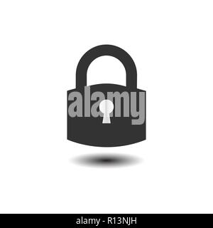 Symbol Sperren. Vorhängeschloss unterzeichnen. Entriegeln. Vector Illustration. Flache Bauform. Stock Vektor