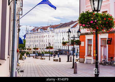 Rathausplatz. Tartu, Tartu County, Estland, Baltikum, Europa. Stockfoto