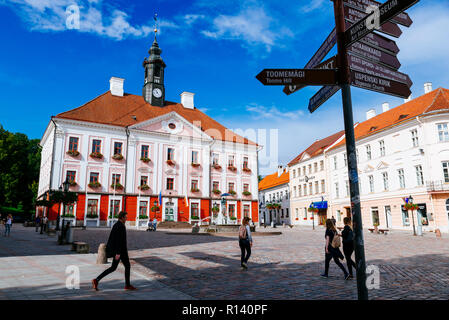 Rathausplatz. Tartu, Tartu County, Estland, Baltikum, Europa. Stockfoto