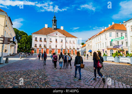 Rathausplatz. Tartu, Tartu County, Estland, Baltikum, Europa. Stockfoto