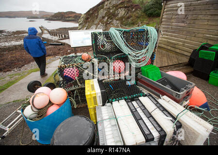 Der helling für die Fähre nach Handa Island Tarbet, Sutherland, Schottland, UK. Stockfoto