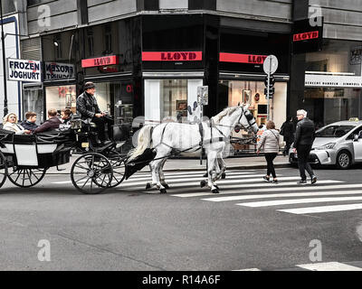 Wien, Österreich - November 1, 2018 - die Leute sind entspannend und besuchen die Stadt auf einer Pferdekutsche. Stockfoto