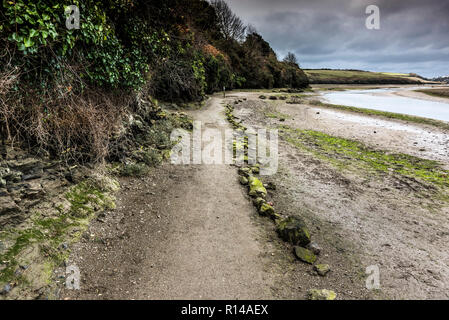 Die penpol Wanderweg reitweg am Ufer des Fluss Gannel in Newquay in Cornwall. Stockfoto