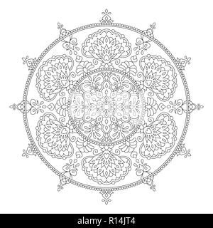 Mandala Färbung Seite Flower Design Element für Erwachsene Farbe Buch Stock Vektor