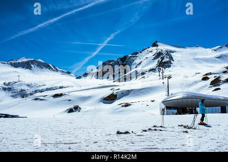 Lift Station in Ski Mountain Resort, mittelstation Pitztaler, Österreichischen Alpen Stockfoto