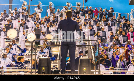 Oktober 12, 2018, PARIS, TEXAS, USA - Wilde marching band an der High School Football Game - Paris Wildkatzen Gewinn über Celina Bobcats 54-7 in der High School Football Game Stockfoto