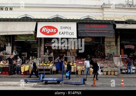 Varvakios Markt im Zentrum von Athen Stockfoto