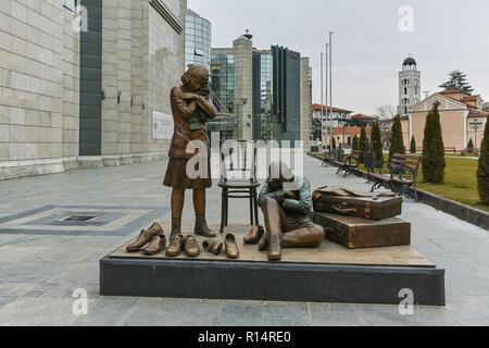 SKOPJE, MAZEDONIEN - 24. FEBRUAR 2018: Holocaust Museum in der Stadt Skopje, Republik Mazedonien Stockfoto