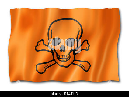 Giftige gift Totenkopf Flagge, dreidimensionales Rendern, isoliert auf weißem Stockfoto