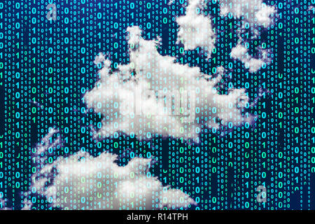 Abbildung Abstraktion binären Code auf Himmel Hintergrund Stockfoto