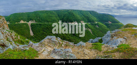 Panoramablick von der Skyline Trail, im Cape Breton Highlands National Park, Nova Scotia, Kanada Stockfoto