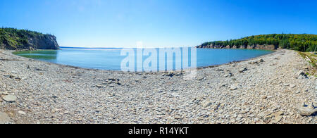 Panoramablick auf Pebble Beach, Cape Wutanfall, New Brunswick, Kanada Stockfoto