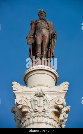 Wandregal, Statue, König Pedro IV, Rossio-Platz, Altstadt, Lissabon, Portugal Stockfoto