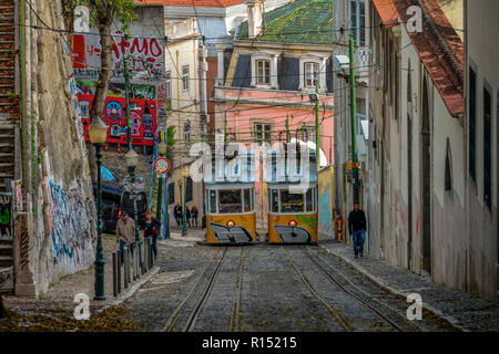 Standseilbahn Ascensor da Gloria, Lissabon, Portugal Stockfoto