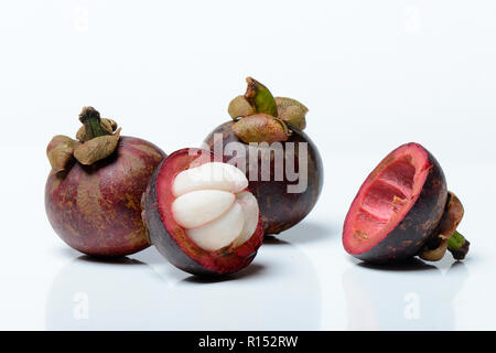 Lila mangosteen, Garcinia mangostana Stockfoto