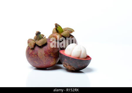 Lila mangosteen, Garcinia mangostana Stockfoto