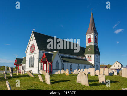 Dreifaltigkeit, Neufundland, Kanada - St. Paul's Kirche und Friedhof in der Küstenstadt Dreifaltigkeit. Stockfoto