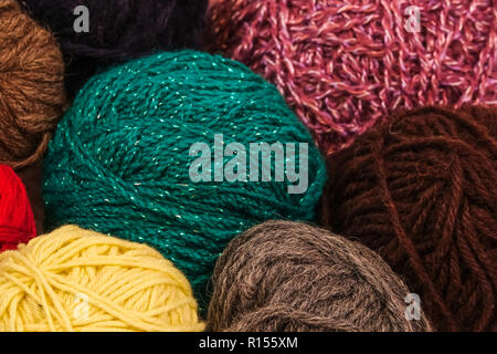 Colorful balls of yarn. Knitting wool threads.  Background. Stockfoto
