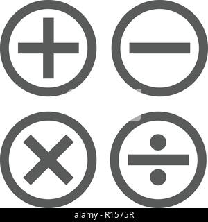 Symbol Rechner im Kreis Vektor einfach auf weißem Hintergrund einstellen Stock Vektor