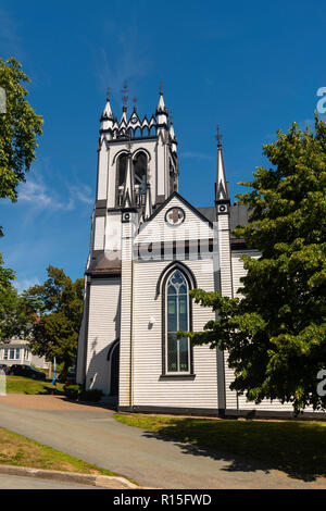 Außenansicht von St. John's Anglican Church, Lunenburg, Nova Scotia, Kanada. Stockfoto