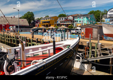 Unten am Hafen in der berühmten und malerischen Lunenburg, Nova Scotia, Kanada. Stockfoto