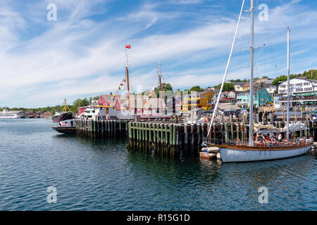 Unten am Hafen in der berühmten und malerischen Lunenburg, Nova Scotia, Kanada. Stockfoto