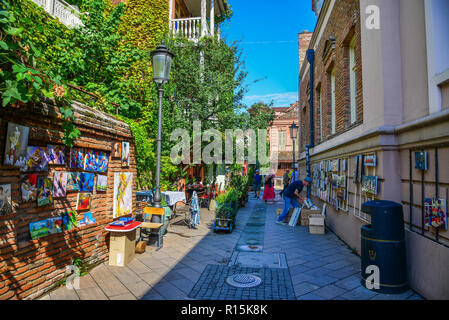 Tiflis, Georgien - 23.September 2018. Altstadt von Tiflis, Georgien. Tiflis ist die Georgia alte und lebendige Hauptstadt. Stockfoto