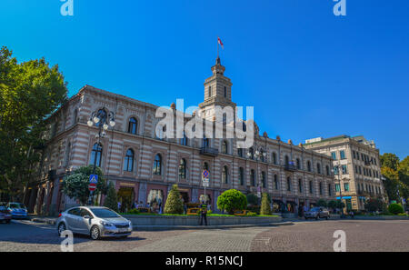Tiflis, Georgien - 23.September 2018. Alte Gebäude in Downtown in Tiflis, Georgien. Tiflis ist die Georgia alte und lebendige Hauptstadt. Stockfoto