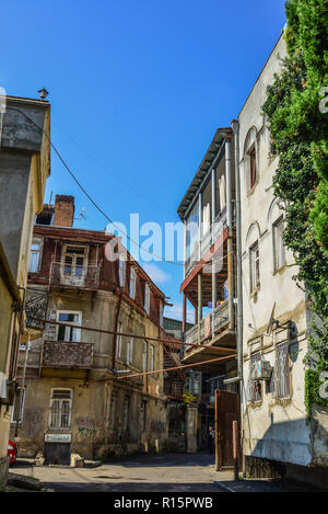 Tiflis, Georgien - 23.September 2018. Altstadt von Tiflis, Georgien. Tiflis ist die Georgia alte und lebendige Hauptstadt. Stockfoto